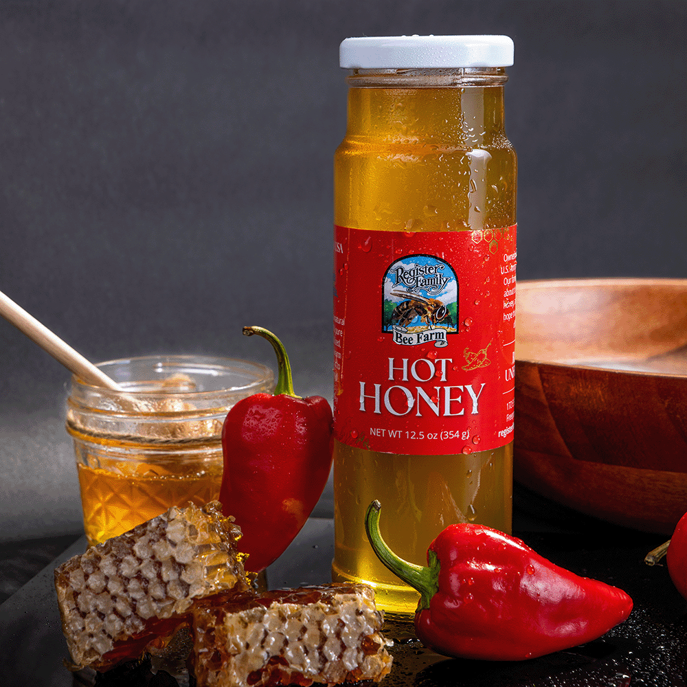 Raw Hot Honey | Sweet & Spicy Wildflower Honey | Register Family Farm