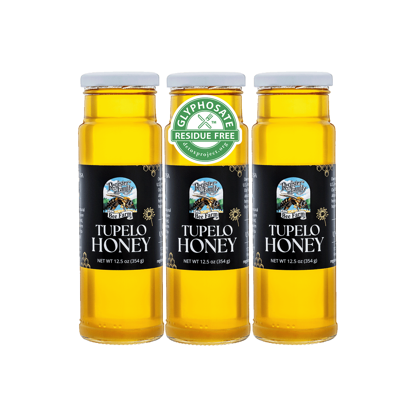 Tupelo Honey – America’s Cleanest Honey - 12.5 oz Glass Jar - 3-Pack