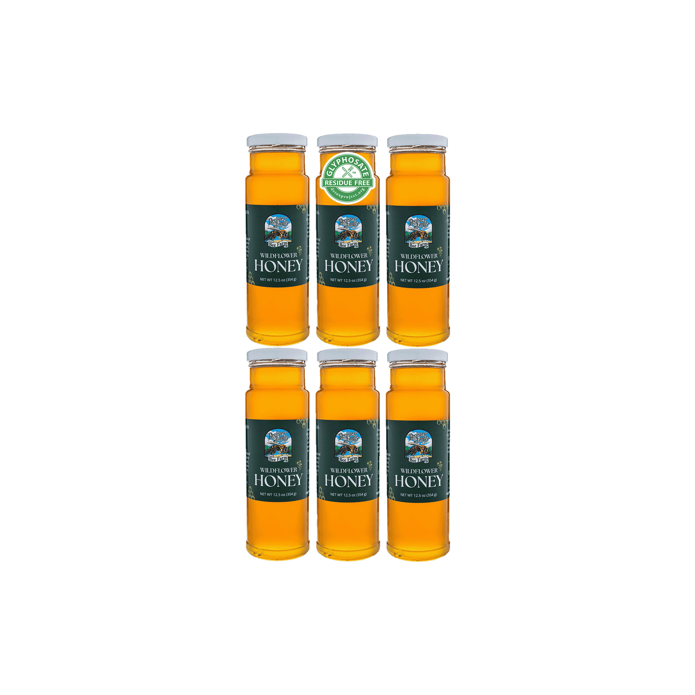 Wildflower Honey – America’s Cleanest Honey - 12.5 oz Glass Jar - 6-Pack