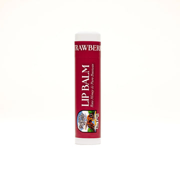 Natural honey strawberry lip balm made with beeswax, smooth texture and sweet scent for everyday lip care
