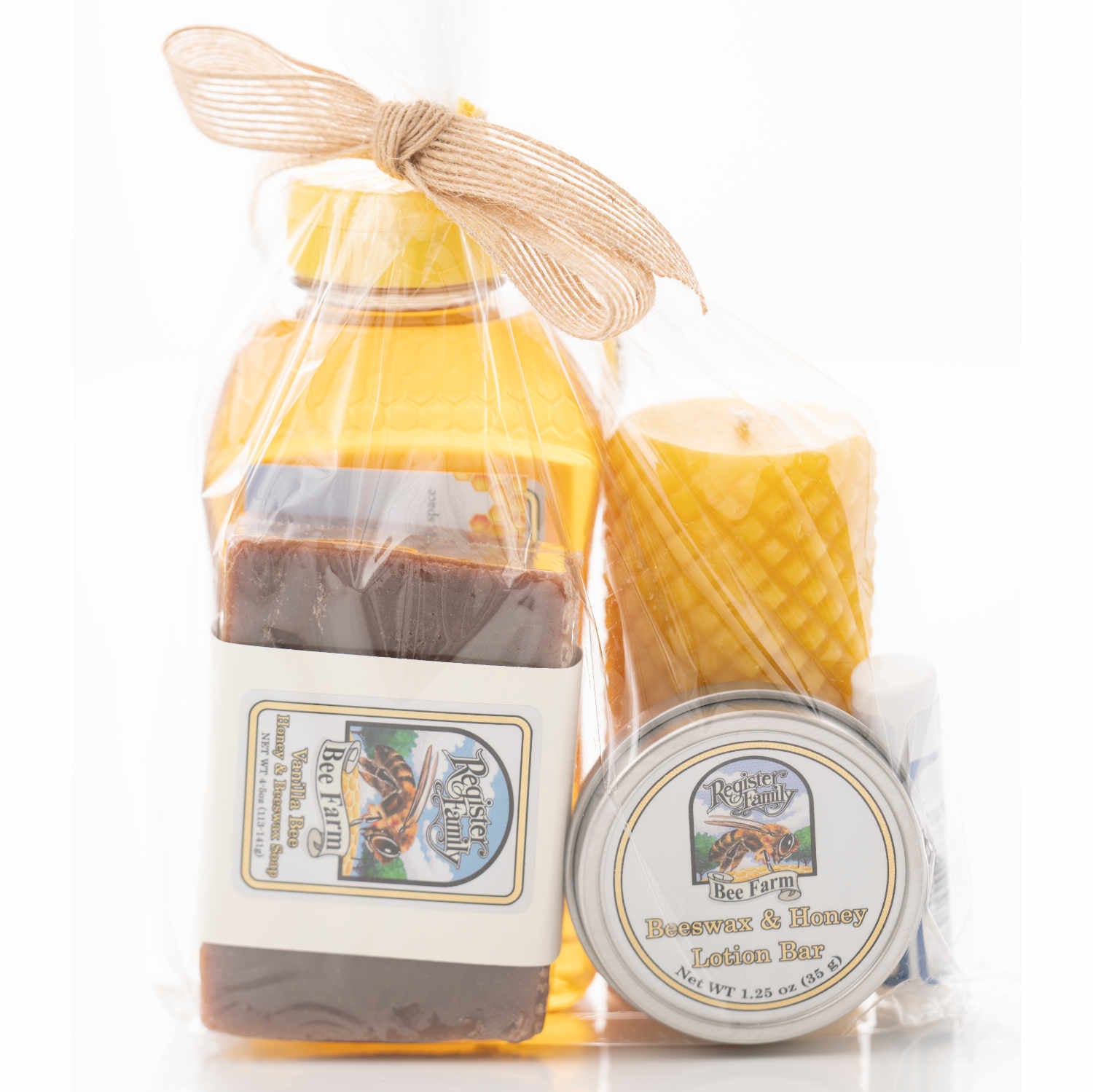 Large Gift Basket: Pure Honey, Beeswax Candles, Soap, Lip Balm Two Tupelo w/ Wildflower Creamed Honey