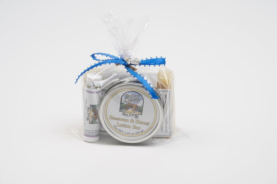Cute Gift Basket - Raw Honey and Handmade soap gift baskets - beeswax lip  balm, honey candy, beeswax candle or heart soap, Bee Farm gift