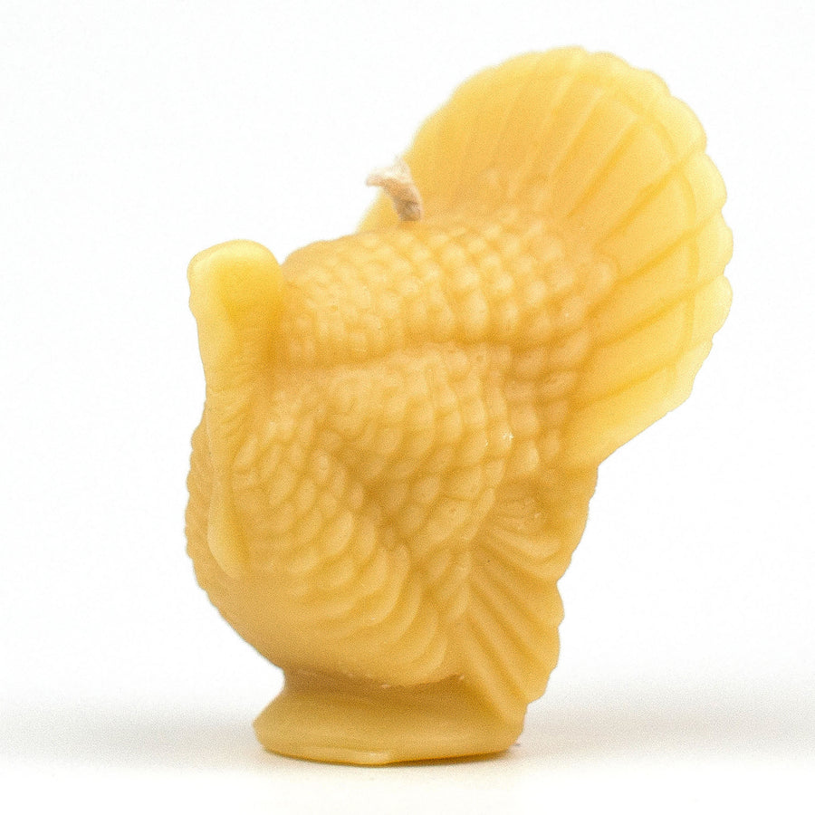 Turkey shaped beeswax candle.