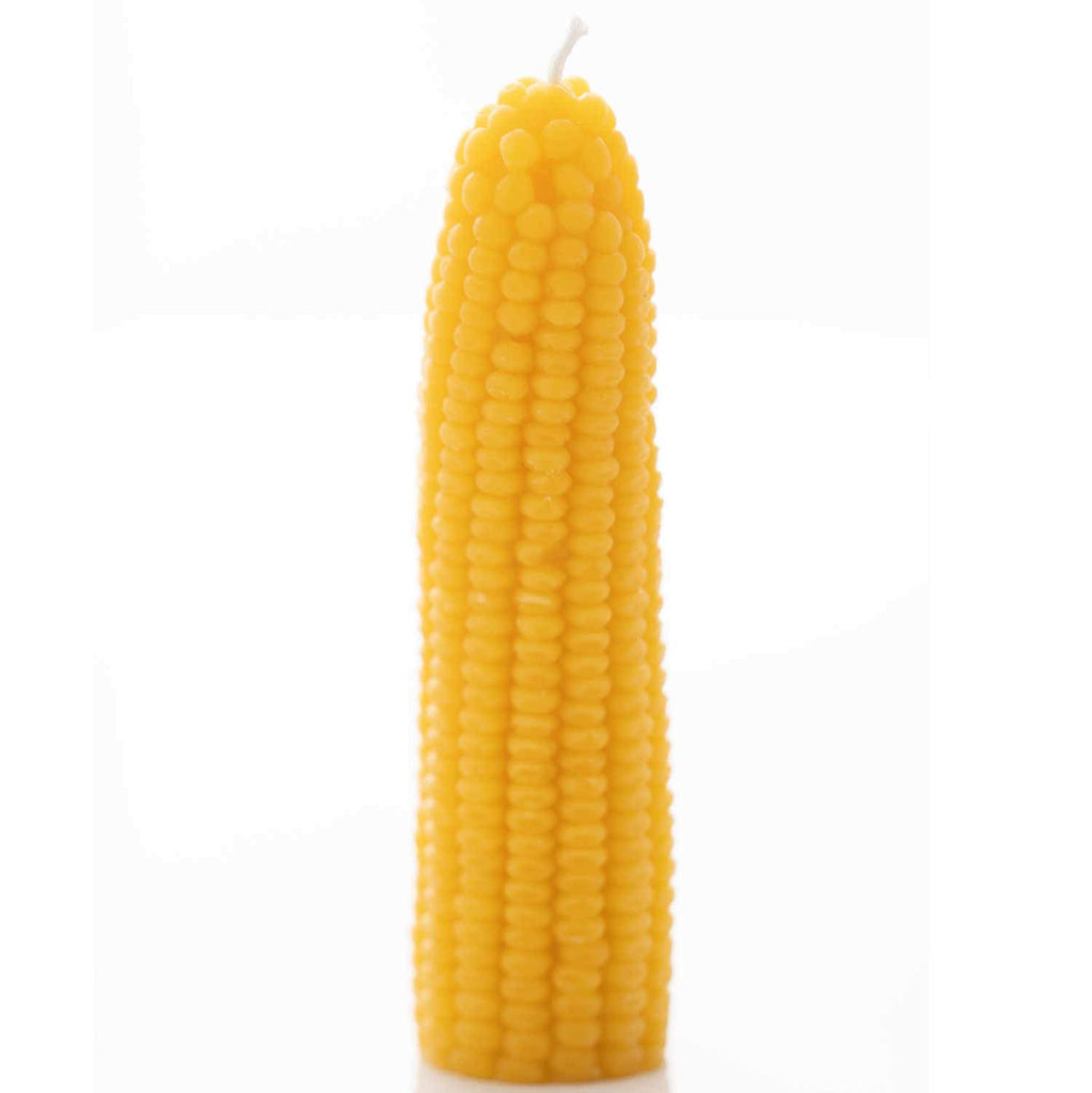 Decorative corn cobb beeswax votive candle with harvest detail, naturally scented by honey 
