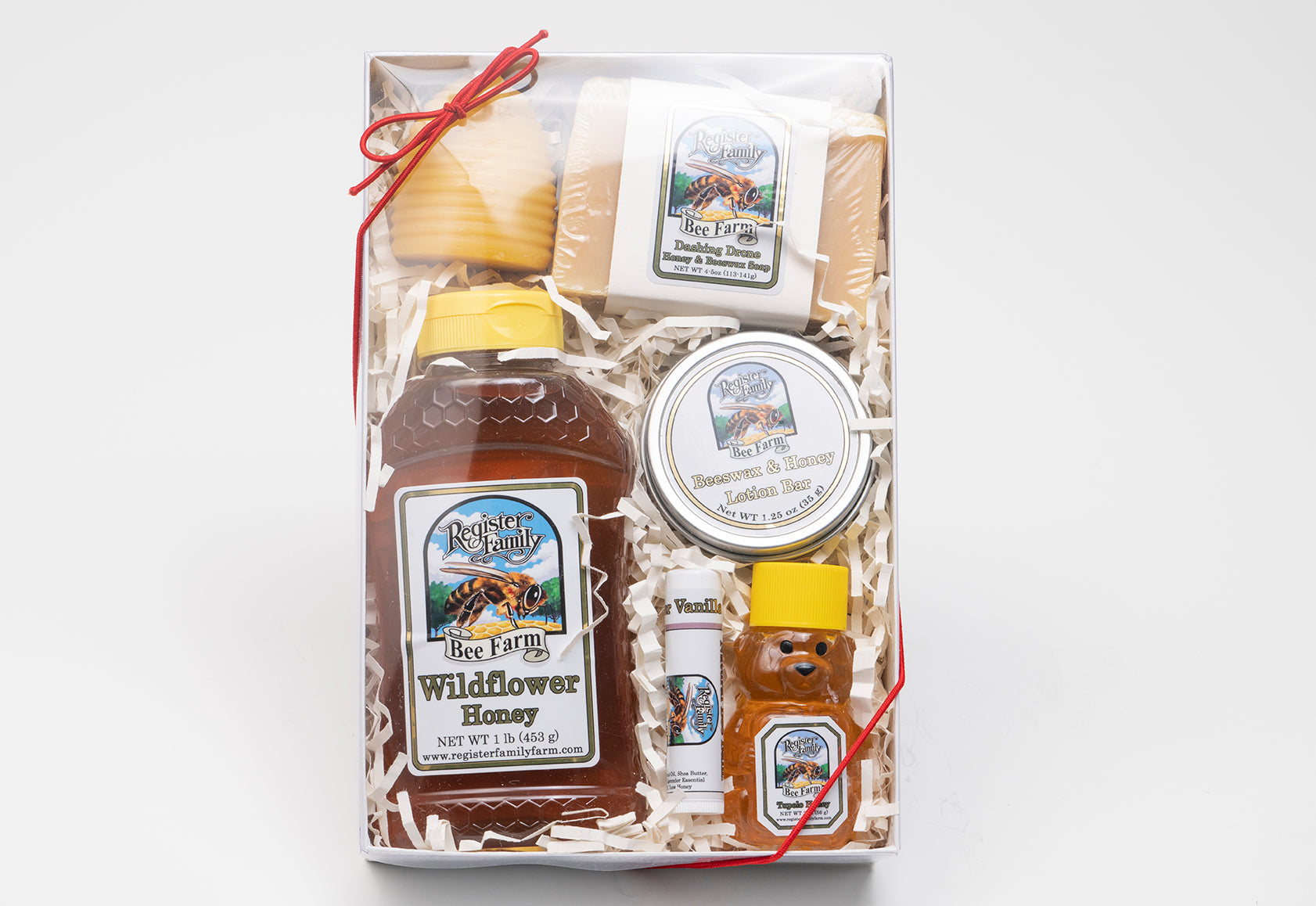 Large Gift Basket: Pure Honey, Beeswax Candles, Soap, Lip Balm Two Tupelo w/ Wildflower Creamed Honey